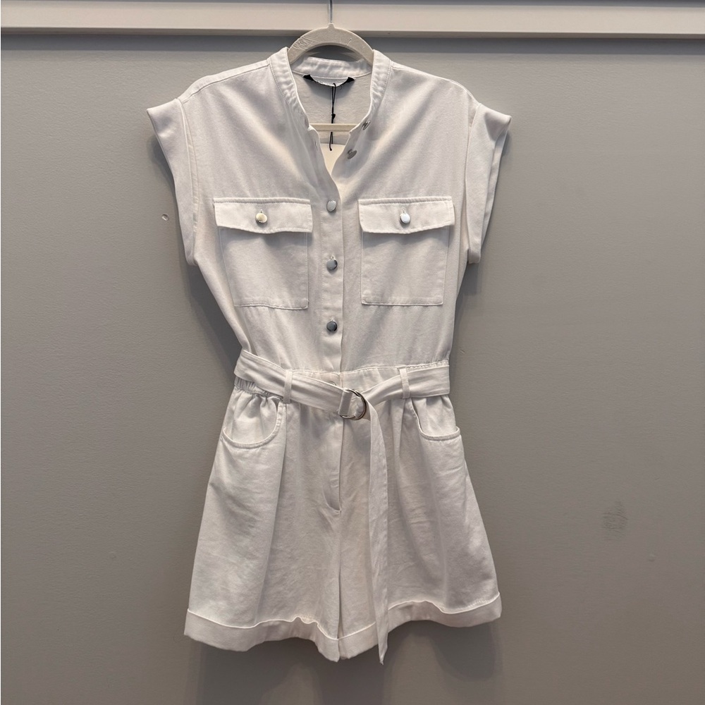Zara White Button-Up Romper